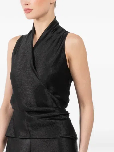 Peter Cohen Wrap-design Blouse In Black