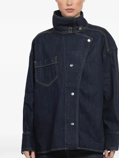 不对称牛仔夹克