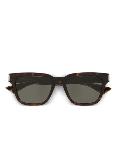 Saint Laurent Tortoiseshell Square Sunglasses In Brown