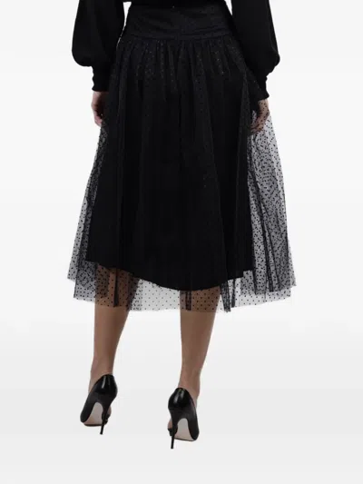 Zimmermann Flocked Dot Tulle Midi Skirt In Black