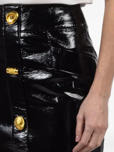 Francoise Bijou Button Midi Skirt In Black