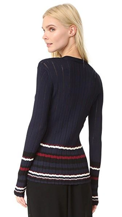 Shop Grey Jason Wu V Neck Sweater In Midnight/midnight Stripe