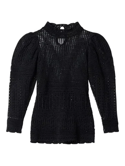 Isabel Marant Dahara Openwork Cotton Sweater Clothing In Black