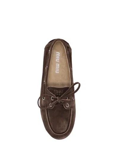 Miu Miu Round-toe Loafers In Brown