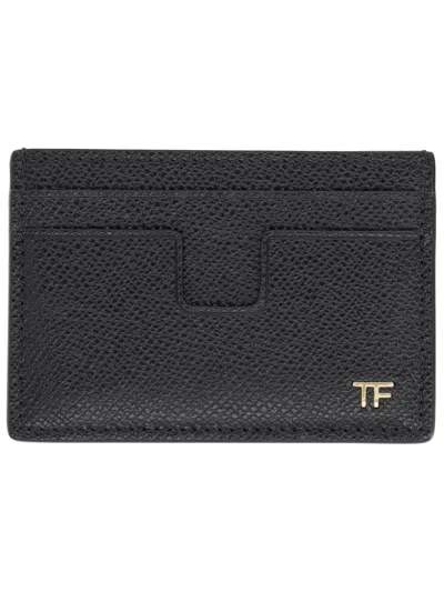 Tom Ford Grained Leather Classic Card Holder Accessories In Black