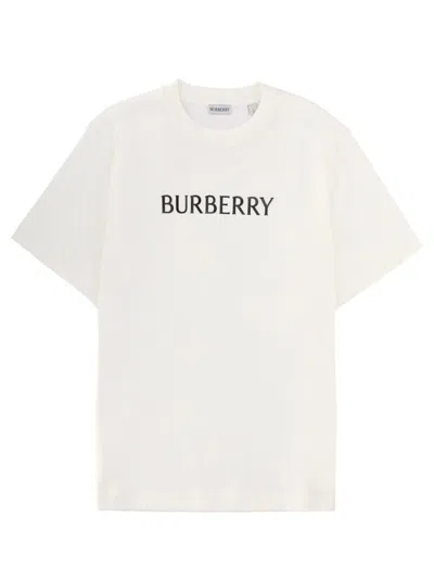 Burberry Cotton T Shirt Featuring Front Logo Print In White