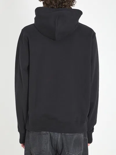 Burberry Men Black Hoodie With Drawstring Hood And Ekd Print And Logo Lettering On The Front In Cott In Black