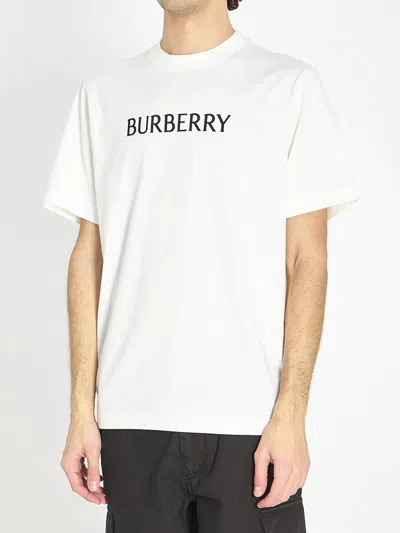 Burberry Cotton T Shirt Featuring Front Logo Print In White