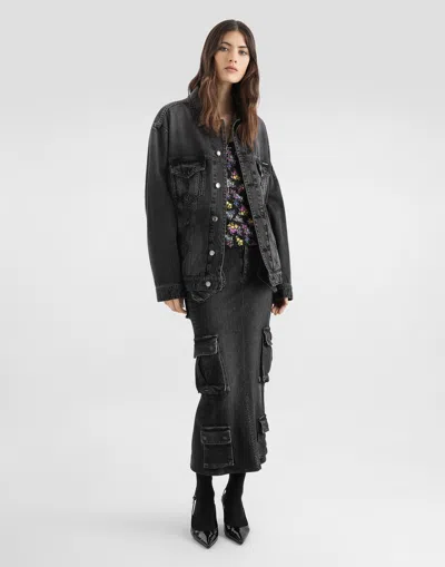 Dolce & Gabbana Buttoned Denim Jacket In Black