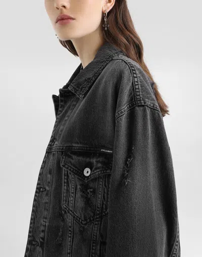 Dolce & Gabbana Buttoned Denim Jacket In Black