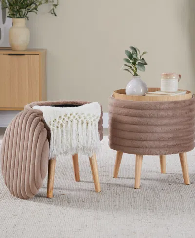 Lumisource 2-pc. Fabric Tray Plush Contemporary Storage Ottoman Set