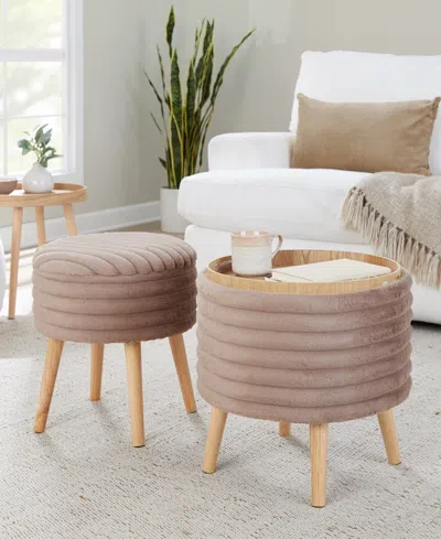Lumisource 2-pc. Fabric Tray Plush Contemporary Storage Ottoman Set
