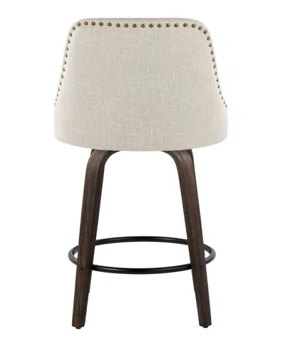 Lumisource Fabric Studded Marcel Transitional Fixed-height Counter Stool, Set Of 2