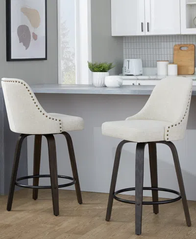 Lumisource Fabric Studded Marcel Transitional Fixed-height Counter Stool, Set Of 2