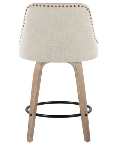 Lumisource Fabric Studded Marcel Transitional Fixed-height Counter Stool, Set Of 2