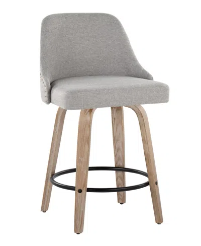 Lumisource Fabric Studded Marcel Transitional Fixed-height Counter Stool, Set Of 2