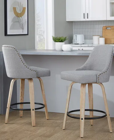 Lumisource Fabric Studded Marcel Transitional Fixed-height Counter Stool, Set Of 2