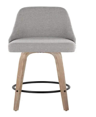 Lumisource Fabric Studded Marcel Transitional Fixed-height Counter Stool, Set Of 2