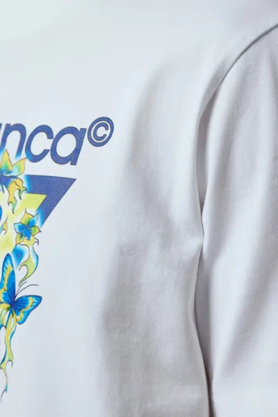 Casablanca Men White Crewneck T-shirt With Logo Print On The Front In Cotton Man