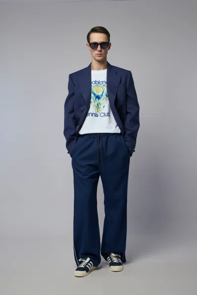 Casablanca Men White Crewneck T-shirt With Logo Print On The Front In Cotton Man