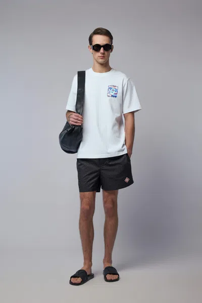 Casablanca Men White Crewneck T-shirt With Logo Detail On The Front And Maxi Logo On The Rear In Cot