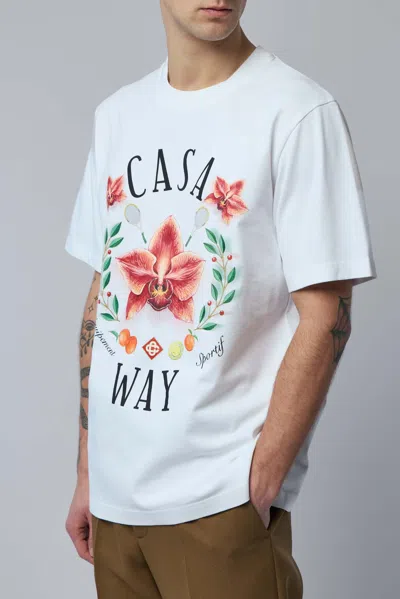 Casablanca Casa Way Orchid Organic Cotton T Shirt In White