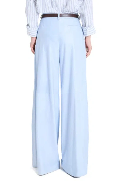 Twp Avery Wide Leg Leather Pants In Blue