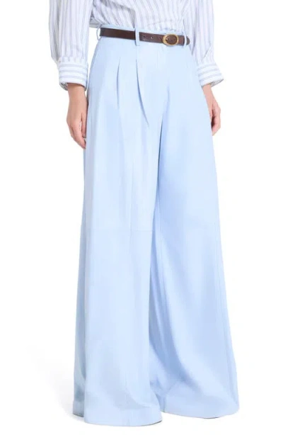 Twp Avery Wide Leg Leather Pants In Blue