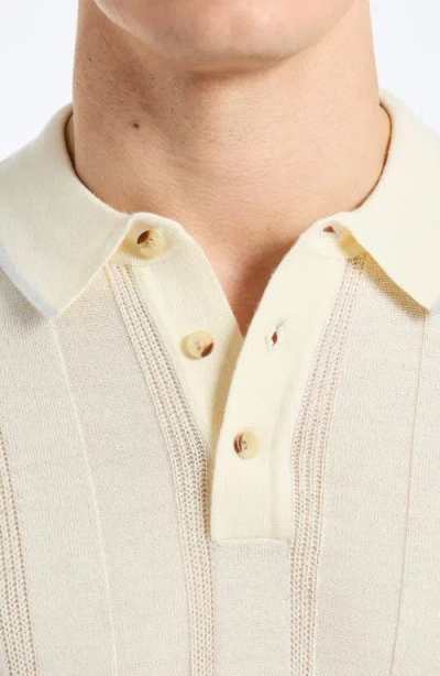 Robert Graham Edvan Short Sleeve Wool Blend Polo Sweater In Neutral