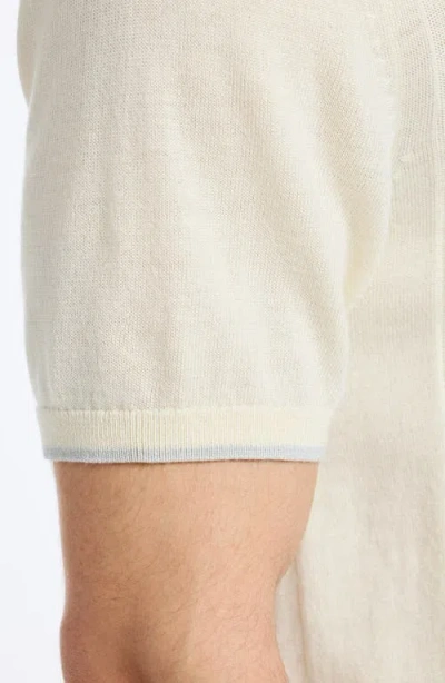 Robert Graham Edvan Short Sleeve Wool Blend Polo Sweater In Neutral