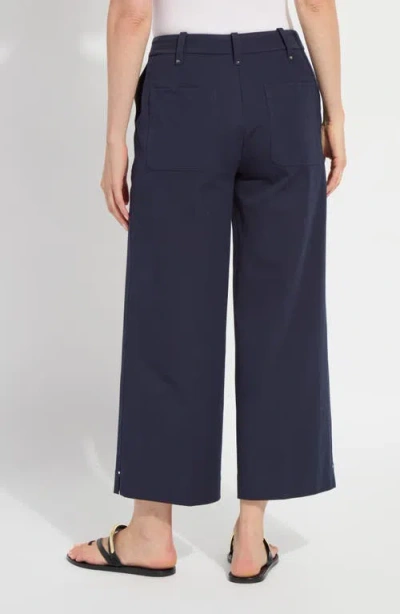 Lyssé Lysse Miranda Pull-on High Waist Crop Wide Leg Twill Pants In Blue