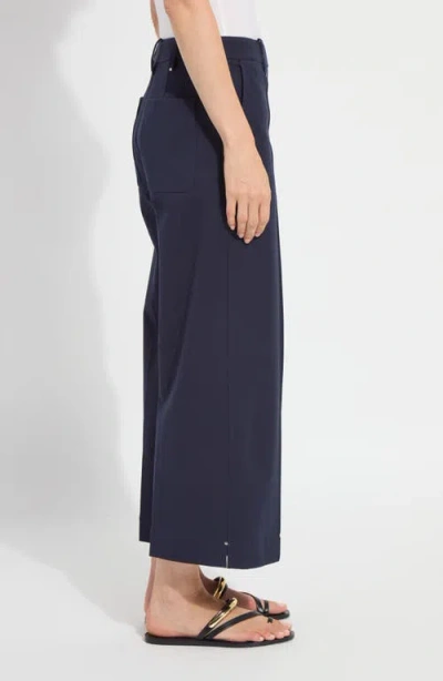 Lyssé Lysse Miranda Pull-on High Waist Crop Wide Leg Twill Pants In Blue