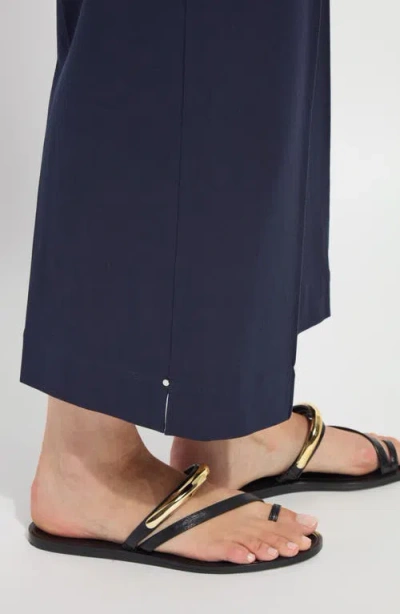 Lyssé Lysse Miranda Pull-on High Waist Crop Wide Leg Twill Pants In Blue
