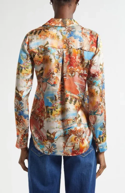 L'agence Tyler Collage Print Silk Button-up Shirt In Multi