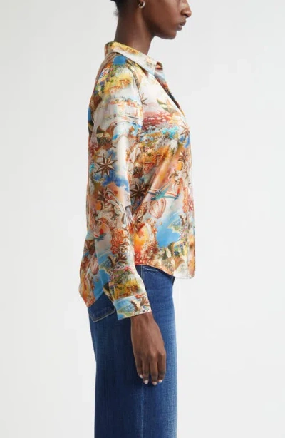 L'agence Tyler Collage Print Silk Button-up Shirt In Multi