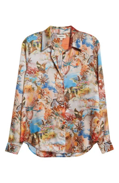 L'agence Tyler Collage Print Silk Button-up Shirt In Multi