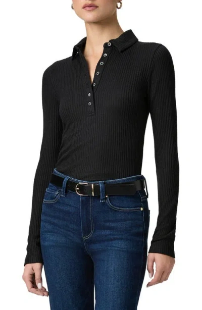 Paige Womens Black Eden Polo-collar Ribbed Knitted Top In Black