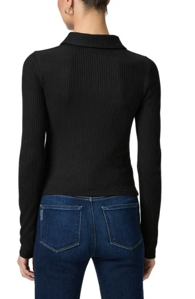 Paige Womens Black Eden Polo-collar Ribbed Knitted Top In Black