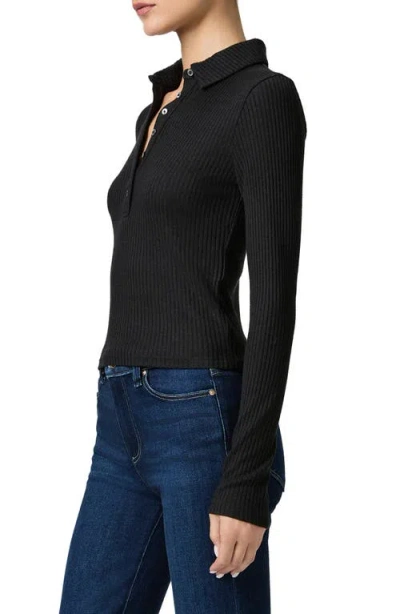 Paige Womens Black Eden Polo-collar Ribbed Knitted Top In Black