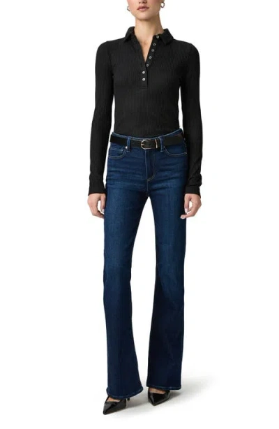 Paige Womens Black Eden Polo-collar Ribbed Knitted Top In Black