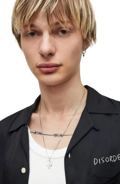 Allsaints Leor Dog Tag Pendant Necklace In Silver