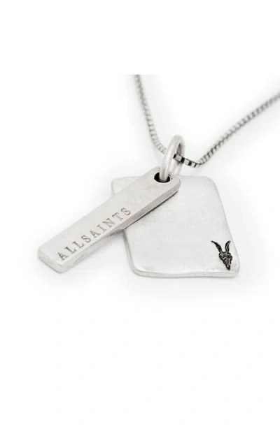Allsaints Leor Dog Tag Pendant Necklace In Silver