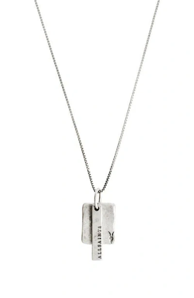Allsaints Leor Dog Tag Pendant Necklace In Silver