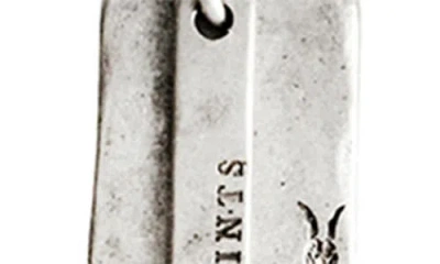 Allsaints Leor Dog Tag Pendant Necklace In Silver