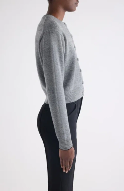 Chloé Wool And Cashmere Cardigan With Logo Knitwear Grey In Gray