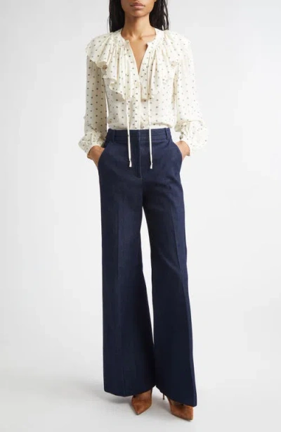 Veronica Beard Gomez Long-sleeve Ruffle Blouse In Multi