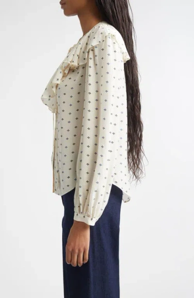 Veronica Beard Gomez Long-sleeve Ruffle Blouse In Multi