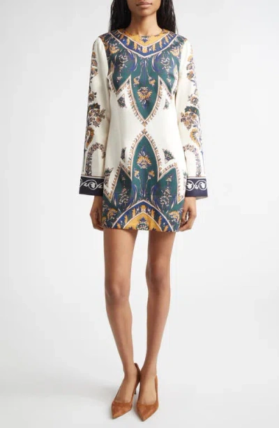 Veronica Beard Cromwell Printed Long-sleeve Mini Dress In Multi