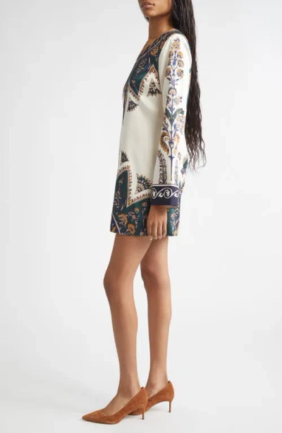 Veronica Beard Cromwell Printed Long-sleeve Mini Dress In Multi