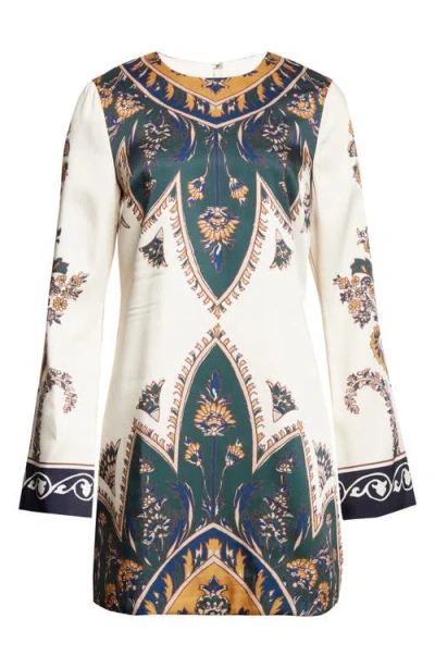 Veronica Beard Cromwell Printed Long-sleeve Mini Dress In Multi